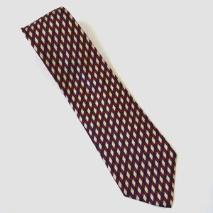 Vtg Y2K Italian 100% Silk Tie Burgundy Gold Made In The USA 3.75” Paul Fredrick